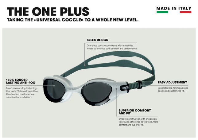 ARENA The One Plus Mirror, Unisex Swimming Goggles, Large Mirrored Lenses, Anti-UV, Self-Adjusting Nose Bridge, Adjustable Slit Strap, Orbit-Proof Seals, Anti-Fog Technology