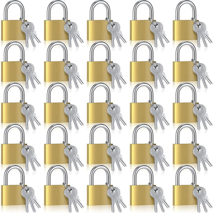 Yaocom 24 Pcs Solid Brass Keyed Padlock, Small Yel
