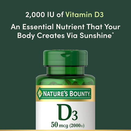 Nature's Bounty Vitamin D3 2000 IU, 240 Softgels