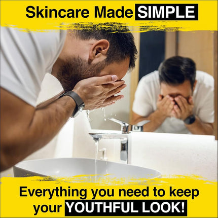 Lumin - Coffret Cadeau Complet de Soins pour Hommes : Kit de 6 Pièces pour les Pores Obstrués, les Cernes, les Ridules, les Rides, la Peau Sèche et les Cicatrices d'Acné - Obtenez Votre Meilleur Look