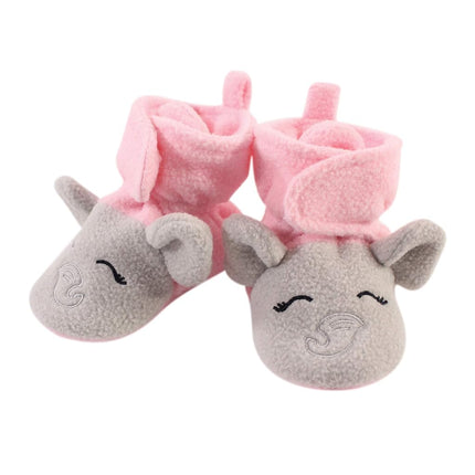 Hudson Baby Unisex-Baby Cozy Fleece Booties, Pink Gray Elephant, 6-12 Months