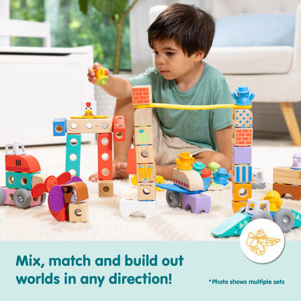 Melissa & Doug Blockables Town Snap and Play – Educational Toy Set for Children | Wooden Building Blocks | Age 2+ - FSC Certified