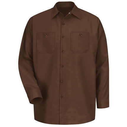 Red Kap Men's Industrial Work Shirt, Regular Fit, Long Sleeve Utility Button, Chocolate Brown, Large