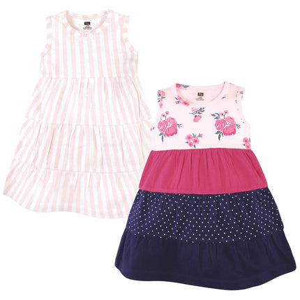 Hudson Baby Baby Girls' Cotton Dresses, Pink Navy 