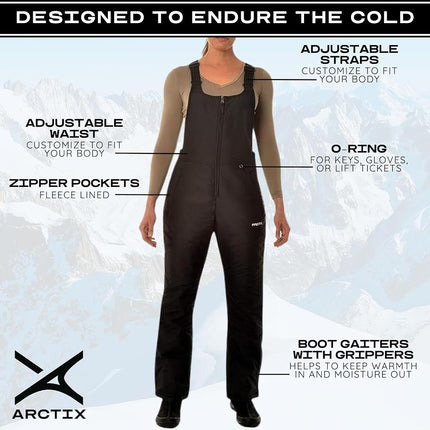 ARCTIX Women's Essential Insulated Bib Overalls, Black, 4X/31 Inseam