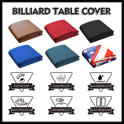 K-Musculo Pool Table Cover, Heavy Duty Leatherette Billiard Table Cover, Waterproof and Tearproof, 7/8/9 Foot Fitted(Black, 8FT)