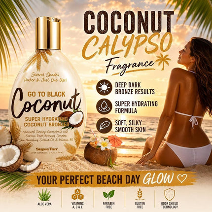 Supre Tan Go To Black Coconut Bronzer Tanning Lotion 12 fl oz