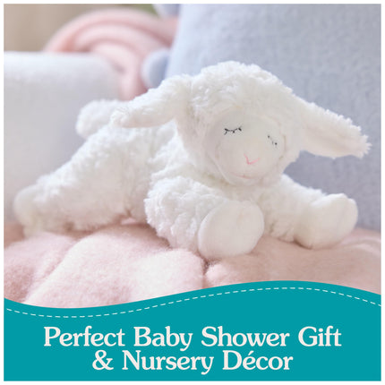 GUND Sonajero de Cordero Sostenible, Cordero Winky de Peluche, Juguete de Peluche Hecho con Materiales 100% Reciclados, Juguete Sensorial de Peluche con Sonajero para Bebés, Blanco, 7"