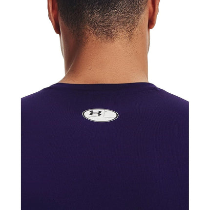 Camiseta de compresión de manga corta HeatGear para hombre de Under Armour, morado (500)/blanco, XL