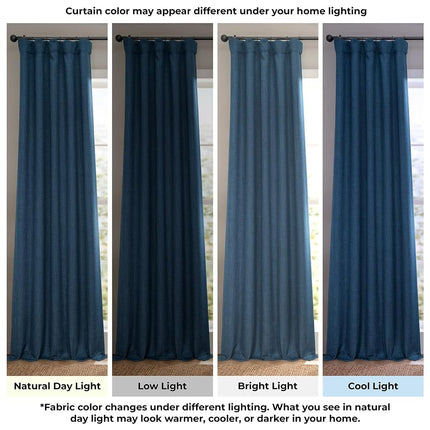 HPD Half Price Drapes Faux Linen Textured Room Darkening Curtains for Bedroom 108 Inches Long (1 Panel), 100W X 108L Extra Wide Curtains for Living Room Home Decor, Nightfall Navy