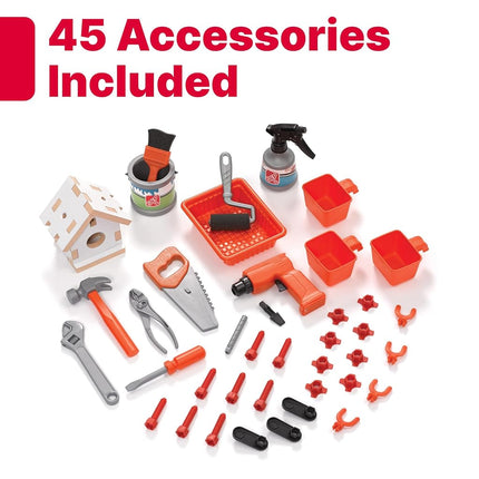 Step2 Big Builders Pro Toy Workbench | Workbench for children incl. 45-piece accessory set | Plastic toys