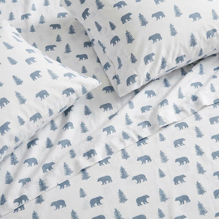 Eddie Bauer - Queen Sheets, Cotton Flannel Bedding Set, Brushed for Extra Softness, Cozy Home Decor (Bears & Trees, Queen)
