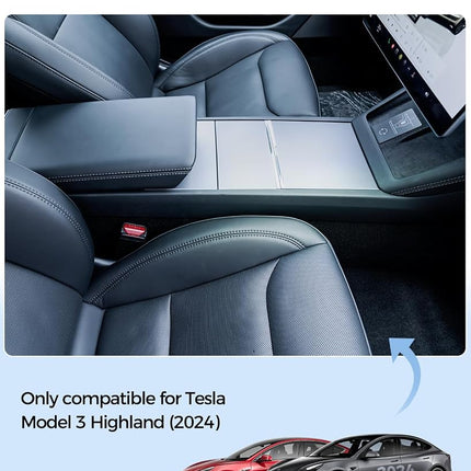 KYX Center Console Organizer Tray for Tesla Model 3 Highland Accessories 2024 Armrest Hidden Drawer Storage Box Cup Holder