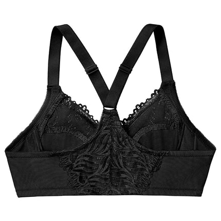 Glamorise Front-Closure T-Back Wonderwire Underwire Bra 1246 (Women's & Women's Plus) Black
