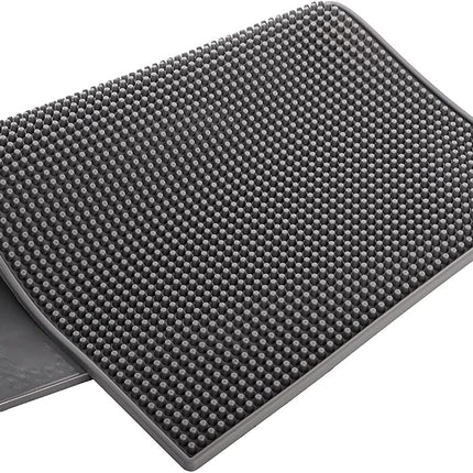 Tebery 3 Pack Rubber Bar Mat 18 x 12, Thick Durable and Stylish Bar Service Spill Mat. Non Slip, Non-Toxic, Grey Service Mat for Coffee, Bars, Restaurants Counter Top