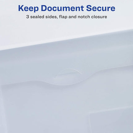 Avery Translucent Document Wallet, Clear Travel Document Organizer, Holds Up to 50 Pages, 12 Wallets (72278)