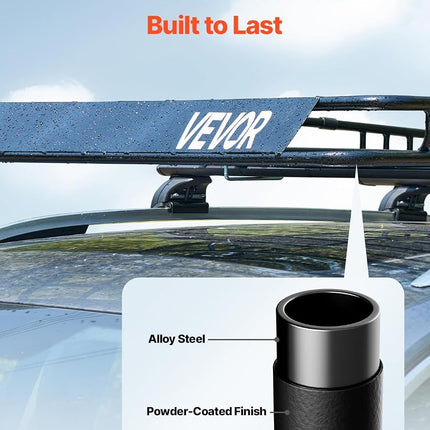 VEVOR Roof Rack Basket, 1630 x 1270 x 105 mm, Universal Rooftop Cargo Carrier with Two 900 x 1000 mm Cargo Net, 68 kg Max Car Top Luggage Holder, 4.1 in Fence, Anti-Rust Alloy Steel, for SUV Truck Car