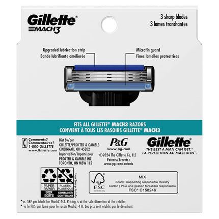 Gillette Mach3 Mens Razor Blade Refills, 10 Count