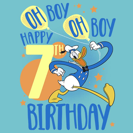 Disney Characters Donalds 7th Bday Girl's Solid Crew Tee, Tahiti Blue, Large
