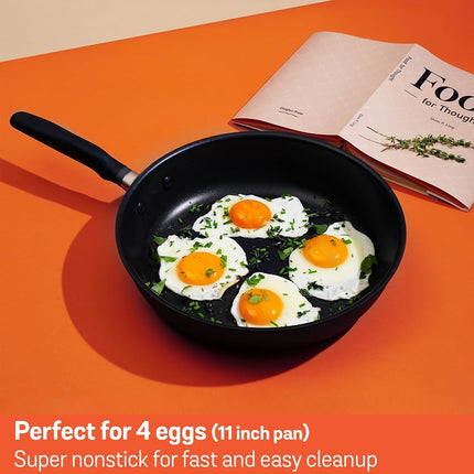Meyer Accent Series Non Stick Frying Pan 28cm - Large Induction Frying Pan with Ergonomic Silicone Handles, Oven & Dishwasher Safe Durable Cookware, Matte Black