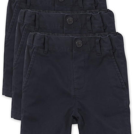The Children's Place Short chino extensible pour bébé garçon et tout-petit, bleu marine, lot de 3, 6-9 mois
