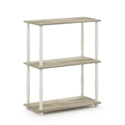 Furinno TURN-N-TUBE Storage Shelves, 3-Tier Book Shelf, Corner Shelf, Toolless Open Shelves, for Organization and Storage, Living Room, Garage, Home Office, Sonoma Oak