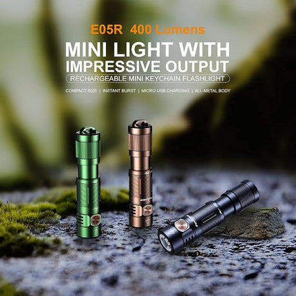 Fenix E05R Black Rechargeable Mini Keychain LED Torch