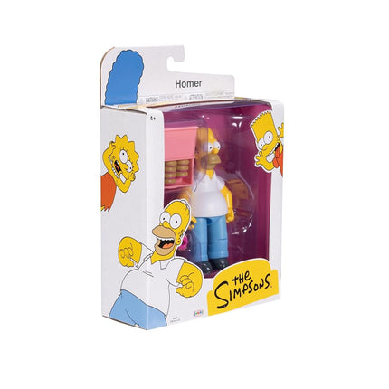 The Simpsons JAKKS Pacific Homer Simpson 5" / 12.7cm Collectible Action Figure, Includes Donut and Donut Box Accessory, Fully Articulated, Collector's Display Packaging