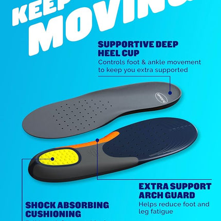 Dr. Scholl's Heavy Duty Support Insoles for Men - Designed for Big & Tall Men 90+kg, Wide Feet, Shock Absorbing, Arch Support, Distributes Pressure, Trim to Fit Inserts, 1 Pair, UK Size 7-12