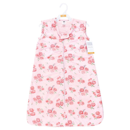 Hudson Baby Infant Girls Plush Faux Fur Sleeping Bag, Wearable Blanket, Blush Rose, 12-18 Months