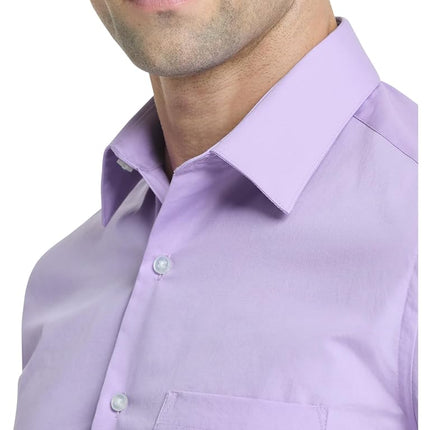 Van Heusen Men's Dress Shirt Regular Fit Poplin Solid, Lavender, 18.5" Neck 34"-35" Sleeve