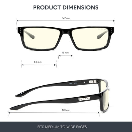 GUNNAR - Premium Gaming and Computer Glasses - Blocks 65% Blue Light - Riot, Espresso, Amber Tint