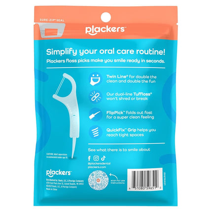 Plackers Twin-Line Dental Floss Picks, 75 Count (Pack of 4)