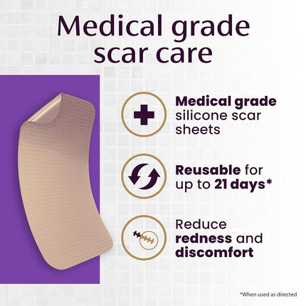 Mederma Medical Grade Silicone Scar Sheets; Improves The Appearance of Old and New Scars; for Injury, Burn and Surgery Scars, 4 Count