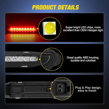 Nilight Third Brake Light Tail High Mount 3rd Stop Lights Smoked Lens Compatible with Dodge Charger 2006 2007 2008 2009 2010 Car Rear Center Cab Lamp