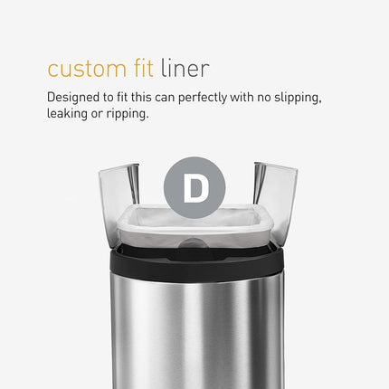 Simplehuman Code D 20L Custom Fit Bin Liners, White, CW0163