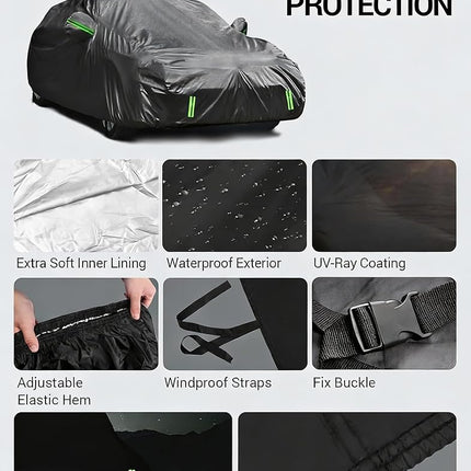 Proadsy Car Cover for Subaru Crosstrek 2018-2022 2023, Waterproof All Weather Automobiles, Windproof Sproof Rain Hail Sun UV Protection Full Outdoor Indoor Exterior Covers, Black