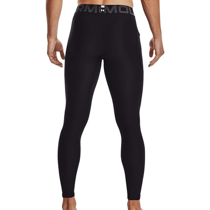 Under Armour Men's Standard HeatGear Leggings, Black (001)/White, X-Large Tall