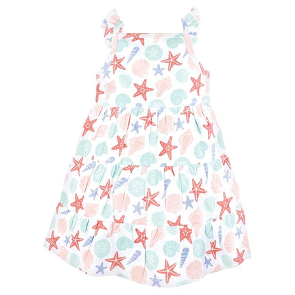 Hudson Baby Baby Girls' Cotton Dresses, Multicolor Sea Shells, 6 Years
