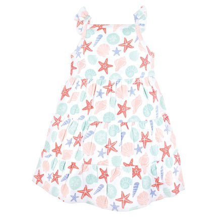 Hudson Baby Baby Girls' Cotton Dresses, Multicolor Sea Shells, 9-12 Months