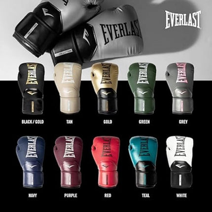 Everlast Elite 2 16oz Boxing Gloves, Gold/Black Boxing Gloves for Bags, Mitt Work & Sparring, Hook and Loop Strap, Ergonomic Grip Bar, Split-Style Foam Combination - Authentic Everlast Gear