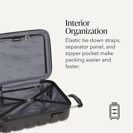 SwissGear 7366 Hardside Expandable Luggage with Spinner Wheels, Black, Checked-Medium 23-Inch