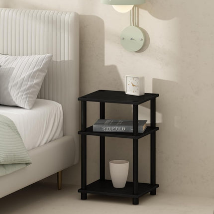 Furinno JUST Night Stand, 3-Tier Turn-N-Tube Nightstand, Toolless Bedside Table, End Table, Side Table with Open Storage for Bedroom, Living Room, Americano