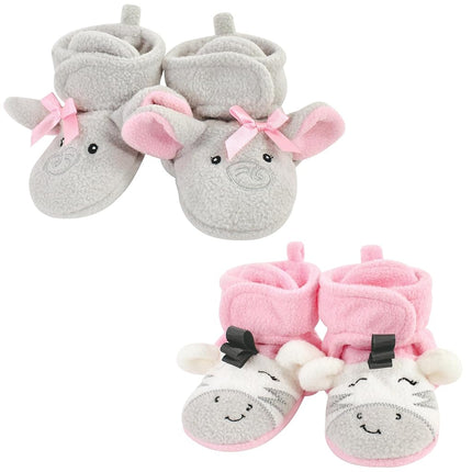 Hudson Baby Bébés Filles, Éléphant Zèbre, Chaussons Doux en Polaire Unisexes, 2T