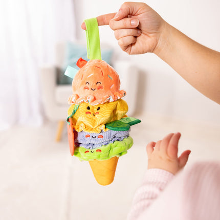 Melissa & Doug Ice Cream Take-Along Clip-On infant toy with sound and vibration - Early development & activity toys - Soft play food baby toys 0 months plus - Baby girl & baby boy toys