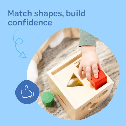 Melissa & Doug Shape Sorting Cube Classic Wooden Kids Toy - The Original (Sturdy Wooden Construction, 12 Pieces, Great Gift for Girls and Boys - Best for 2, 3, and 4 Year Olds)