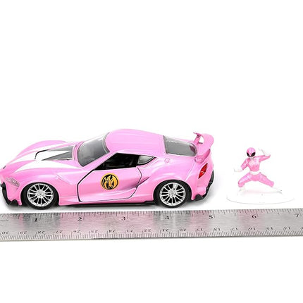 Mighty Morphin Power Rangers 1:32 Toyota FT-1 Concept Die-cast Car with 1.65" Pink Ranger Figure, Toys for Kids and Adults