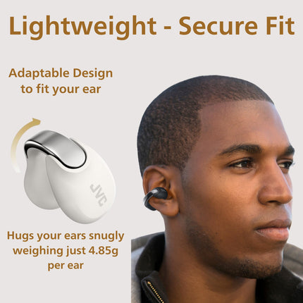 JVC Nearphones HANP1TW Open Ear True Wireless Headphones, White