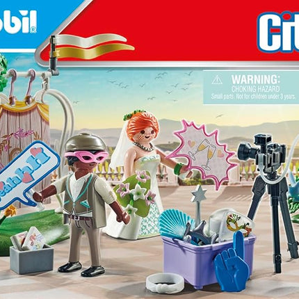PLAYMOBIL 71367 City Life Wedding Photo Booth Promo Pack, photos of the wedding party, imaginative play fun with masks and many accessories, ceremonial role-play, playset suitable for children ages 4+