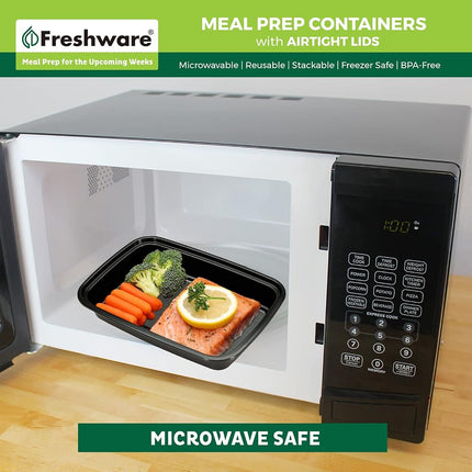 Freshware Récipients de préparation de repas [Lot de 150] 1 Compartiment avec couvercles, Récipients de stockage alimentaire, Boîte à bento, Sans BPA, Empilables, Adaptés au micro-ondes/lave-vaisselle/congélateur (473 ml)